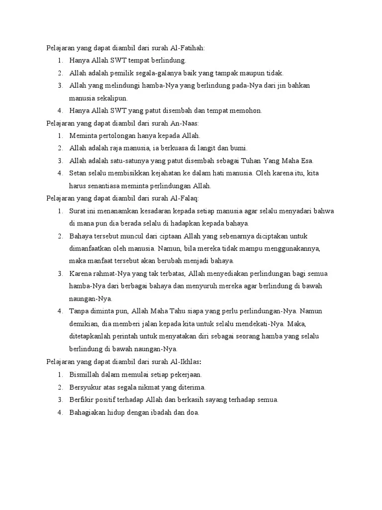 Pelajaran Yang Dapat Diambil Dari Surah Al | PDF