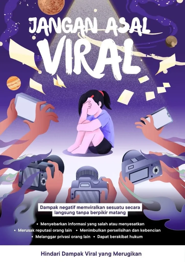 Poster Bijak Menggunakan Media Sosial Ilustratif | Template Canva