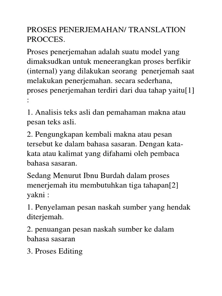 Proses Penerjemahan 111 | PDF
